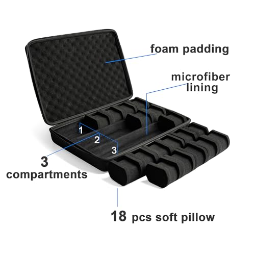 Image of Hard watch case for travel and storage, watch storage box for display and organization (Padded 18 slots)