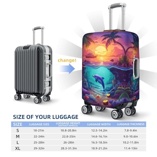 VOSERY Travel Luggage Cover - Hawaiian Island Dolphin Washable Suitcase Covers Protector Fits 18-32 Inch Luggage4
