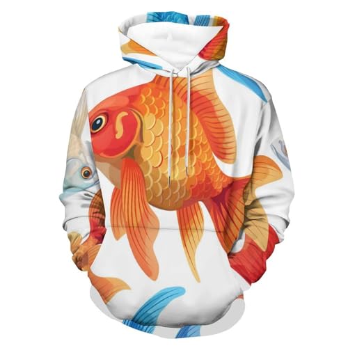 Sweat à capuche poisson rouge contre le look banal, sweat-shirt original S