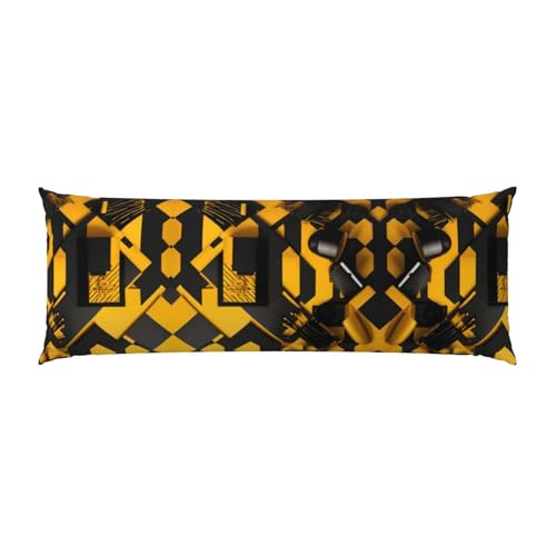 Housse de coussin de corps imprimé jaune moutarde pour des nuits douces