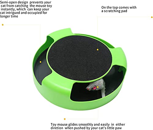 Image of Pets Empire Cat Interactive Toys with a Running Mice and a Scratching Pad,Catch The Mouse,Cat Scratcher Catnip Toy,Green