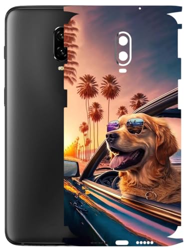 Image of AtOdds - Full Body Back Screen Guard Protector Film - Lamination Wrap Skin Sticker Compatible with ONEPLUS 6T | Scratchproof Matte Finish (Happy Doggo)
