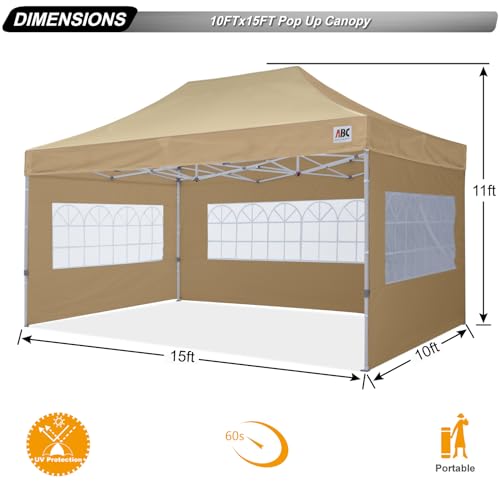 Image of ABCCANOPY Pop up Canopy Tent with Elegant Church Window 10X15,Beige