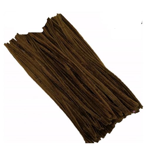 Image of 100Pcs Pipe Cleaners Craft Set | Chenille Stem Fuzzy Sticks DIY Craft Supplies for Art Projects Activities, Decorations, Flower Making, Modeling & Sculpting (Dark Brown)