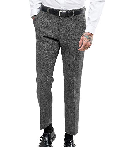 Pantalon de costume homme laine épaisse thermique infroissable chevrons