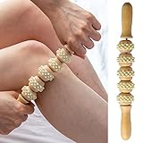 Handheld Massage Roller Stick for Sore Muscle, Wood Therapy Massage Tools for Body, Wooden Fascia Ro