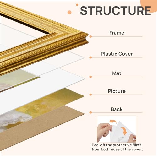Image of upsimples 12x16 Picture Frame, Vintage Frames Decor, 1Pack Gold | Fit 8.5x11 and 12 x 16 Poster, Wall or Tabletop Display, Antique-style Decoration, Rustic Farmhouse Decor, For Weddings