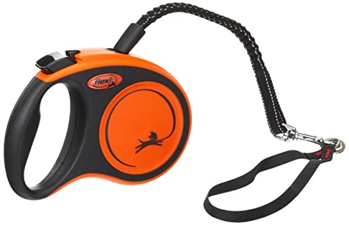 flexi® Xtreme S Gurt 5 m schwarz/orange, Roll-Leine für Hunde bis 20 kg
