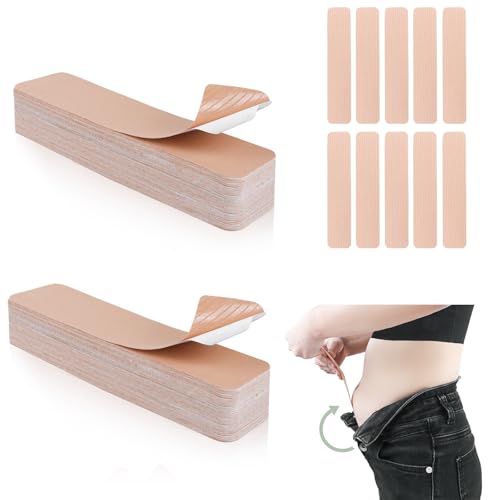 50 Pcs Tummy Tape Pre Cut Belly Tape Back Fat Tape Kinesiology Lift Body Tape Elastic Skin Tape for Leg Stoma Backless Dresses Wedding Pregnancy