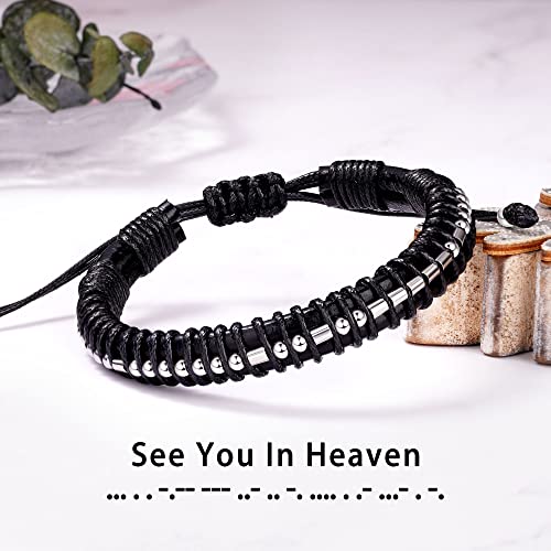 Inspirational Gifts for Men Morse Code Bracelets Mens Bracelets Graduation Gifts for Him Fathers Day Adjustable Leather Bracelet Motivational Birthday Annivesary Jewelry Stocking Stuffers for Men