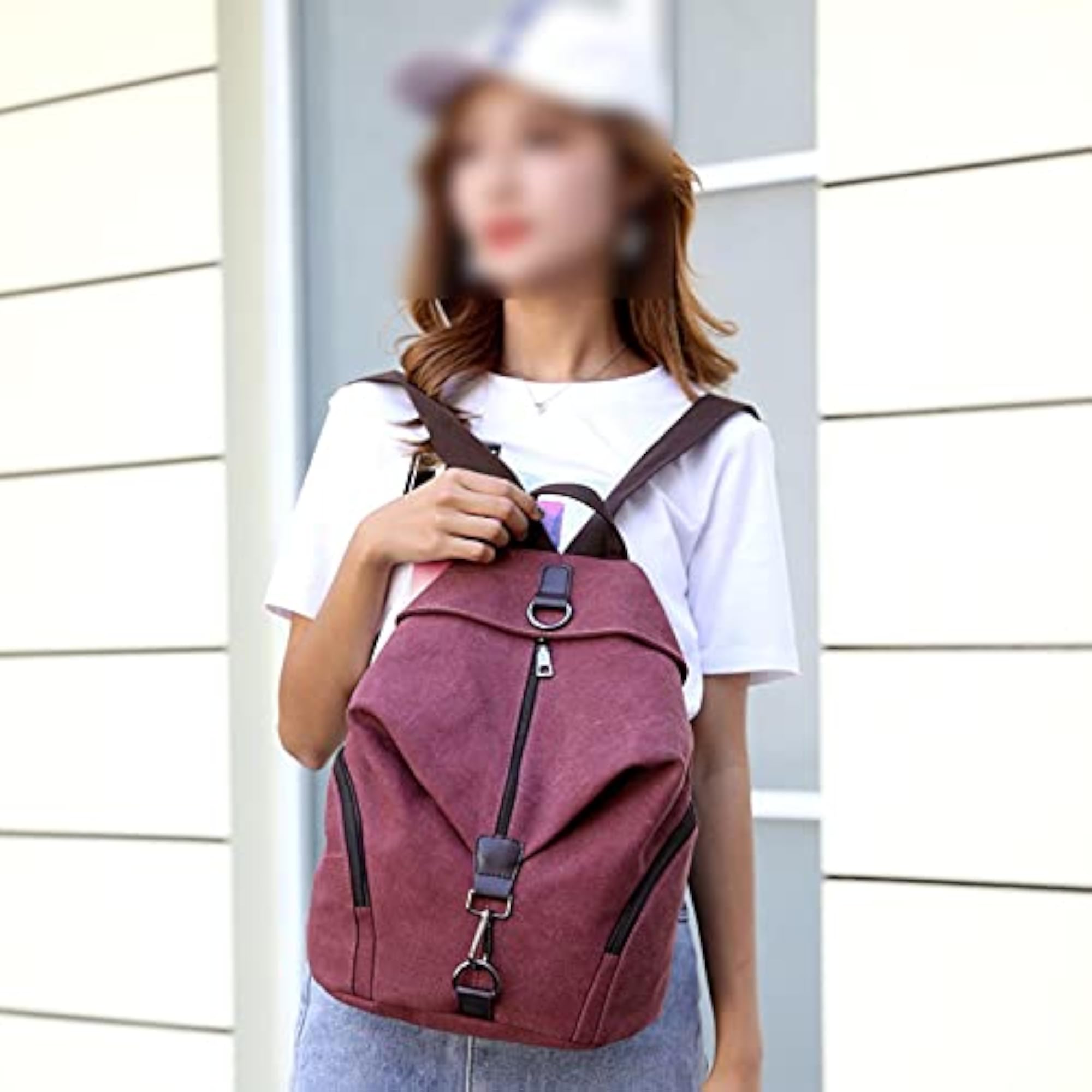 Women's Retro Casual Canvas Backpack, College Style
