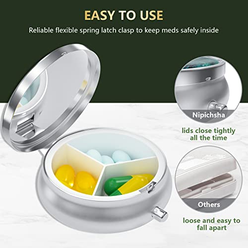 Image of Nipichsha Pill Box, Small Pill Case for Purse & Pocket, Cute Travel Medicine Organizer, Portable Medicine Container Holder to Hold Vitamins, Medication, Fish Oil & Supplement, Ocean Marble | Cute Travel Medicine Organizer, Portable Medicine Container Holder to Hold Vitamins, Medication, Fish Oil & Supplement