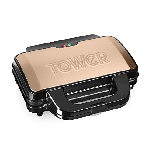 Tower Infinity T27013RG Deep Fill Sandwich Maker with Automatic Temperature Control and Non-Stick Coating, 900W, Rose Gold