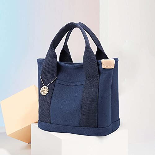 Baoblaze Kleine Einkaufstasche für Damen, Einkaufstasche mit Taschen, Tasche mit Tragegriff Oben, Tragbarer Reißverschluss für Den Täglichen Gebrauch, Reise Um, Dunkelblau