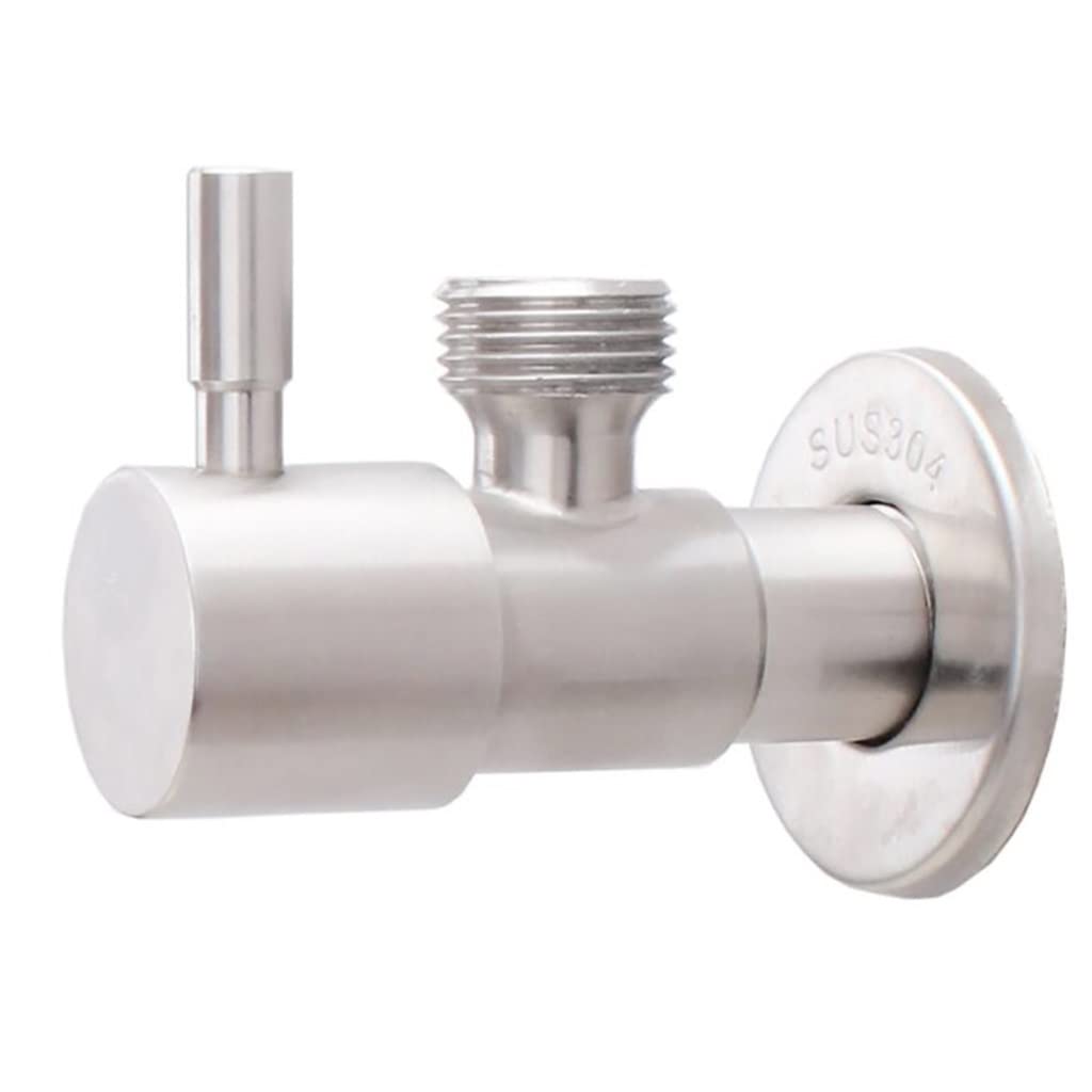 ACVACV Quarter Turn Angle Stop Valve 304 Stainless Steel Faucet Triangular Valves, G1/2 Round Handle Shut Off Angle Stop Vavle