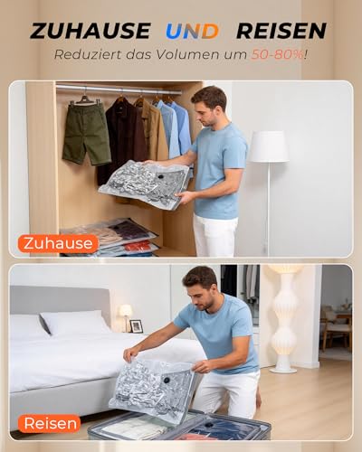 Vakuumbeutel für Kleidung mit Kabellose Vakuumpumpe,15 Stück (6x 40x60cm, 6x 50x70cm, 3x 60x80cm),mit Digitale Kofferwaage Gepäckwaage,Wiederverwendbar, geeignet für Aufbewahrung und Reisen