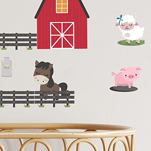 Teddylabels - Wall Stickers For Kids Room Baby Room Nursery Childrens Bedroom - Self-Adhesive Reusable Themed Wall Decals Stickers - Farm Life (Size: 8.46 Inch X 6.1 Inch) #TOP2