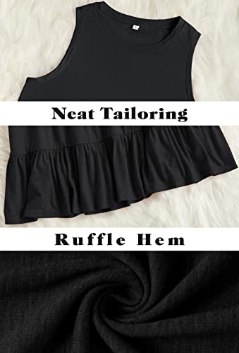 Image of HAEOF Women's Summer Sleeveless Peplum Babydoll Tops Casual Crew Neck Flowy Loose Fit Tunic Tank Shirts
