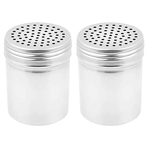 (Set of 2) Dredge Shakers 10 oz, Stainless Steel Spice Shakers Baking/Cooking