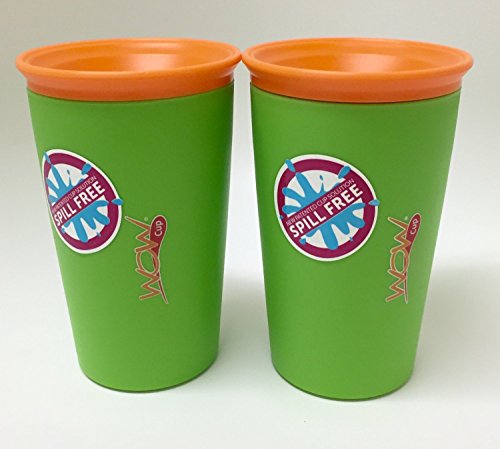 Wow Cup for Kids - NEW Innovative 360 Spill Free Drinking Cup - BPA Free - 9 Ounce (Green)