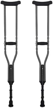 Crutches Underarm Crutches Walking Stick Lightweight Walking Aid Ergonomic Design Double Adjustment Lightweight Aluminum Portable Lightweight Handicapped Crutches with Non-Slip Grip Handle and Rubber Tip Clutch Stick for Men Women Adults Medical Mobility Accessories Load Capacity 150KG Pair135*150CM