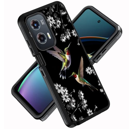 ZXHSBROK for Moto G Stylus 5G 2024 Phone Case, Military Grade Heavy Duty 3-Layer Shockproof Drop Protective Cover for Motorola Moto G Stylus 5G 2024 - Hummingbird Flowers