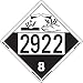 Labelmaster ZEZ42922 UN 2922 Corrosive Hazmat Placard, E-Z Removable Vinyl (Pack of 25)