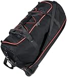 110L Élargissable à 140L 32” pliable Oxford Soft-Sided Rolling Duffle Bag avec 2 Roues lourdes,3 Grand compartiments, Bracelet d'épaule réglable et Pouch organisateur attaché, Rouge noir
