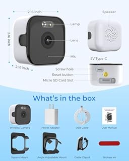 Apexxus Window Camera 3MP 2K - Indoor Security Camera for Looking Outside, 2.4GHz & 5GHz WiFi Window Security Camera,ChroMax AI Color Night Vision,24/7 Recording,Motion Detection(1 pack)