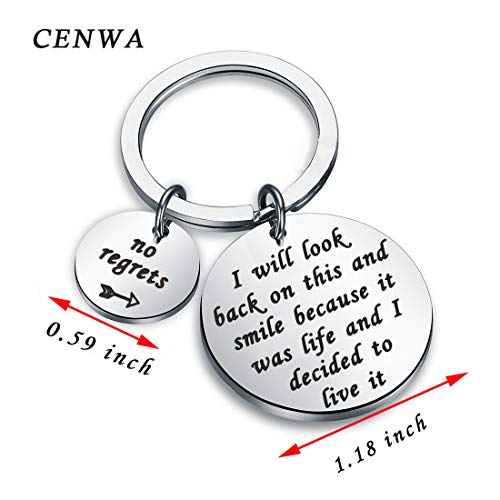 CENWA Divorce Gift Break Up Gift Inspirational Recovery Keychain I Will Look Back On This and Smile New Me Gift2
