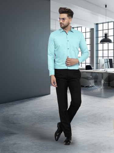 Image of Pinkmint Mens Long Sleeve Button Down Shirt for Men Collared Casual Formal Soild Shirt