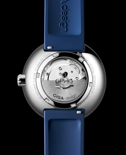 Image of CIGA Design Mechanical Automatic Watch Blue Planet U Series Stainless Steel /Titanium /Ceramics Case Sapphire Crystal Fluororubber /Ceramics Strap Watches Gifts for Men and Women
