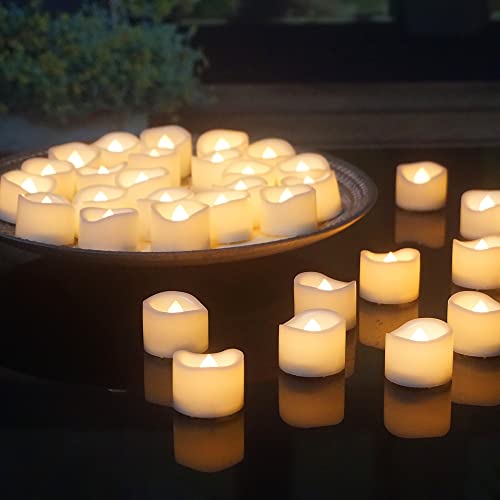 Image of CANDLE CHOICE Battery Operated Flameless Tea Lights White Flickering LED Electric Fake Votive Tealight Candles Halloween Pumpkin Wedding Christmas Decorations Table Centerpieces 36 Pack Batteries Incl