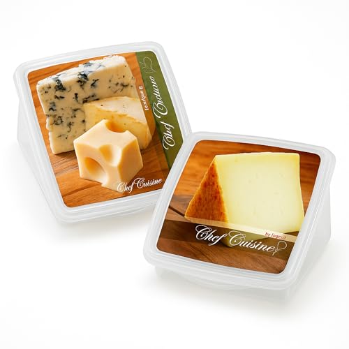 Mypicompany. Set de 2 Contenedores de Queso – Queseras para Nevera en Forma de Cuña. Quesera para Guardar el Queso Fabricado en Plástico Alimentario
