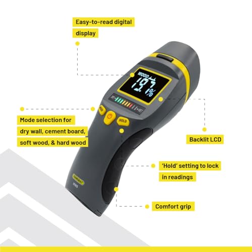 Image of General Tools MM9 Pin & Pinless Moisture Meter - Dual Moisture Detector for Wood, Drywall & Building Materials - Digital Display, Scan & Pin Modes, Data Hold | Gift for Dad, Father's Day Gift Idea