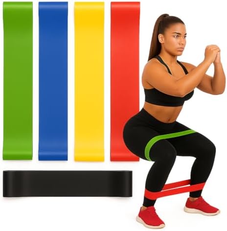 Kit 5 Faixas Elásticas De Resistência Mini Band – Bandas De Exercício Para Pernas, Glúteos, Braços e...