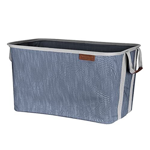 CleverMade Collapsible Fabric Laundry Basket - Navy 60L / 16 Gal - Space Saving Storage Container Organizer with Premium Handles Foldable Home
