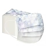Lulupi 50 St&uuml;ck Erwachsene Mundschutz Einweg Weihnachtsmotiv Mund-Nasenschutz Halstuch Maske Schneeflocken Motiv Einmal Weihnachtsmaske 3-lagig Staubdicht Elastisch Loops Gesicht Schild Bandana Schals
