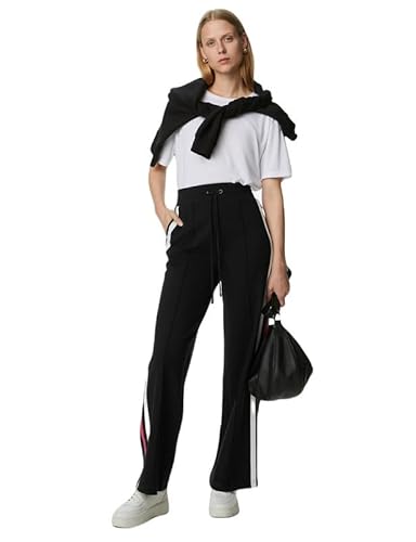 Marks & Spencer Jersey Side Stripe Wide Leg Trousers Black