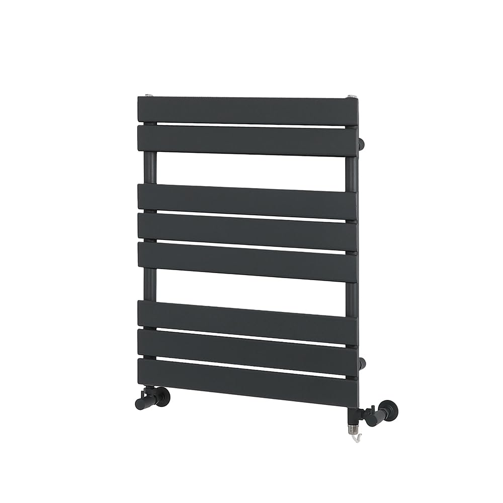 Milano Black/Anthracite/Grey Lustro Dual Fuel - Designer Flat Panel Heated Towel Rail - 825Mm X 600Mm - No Cable Cover