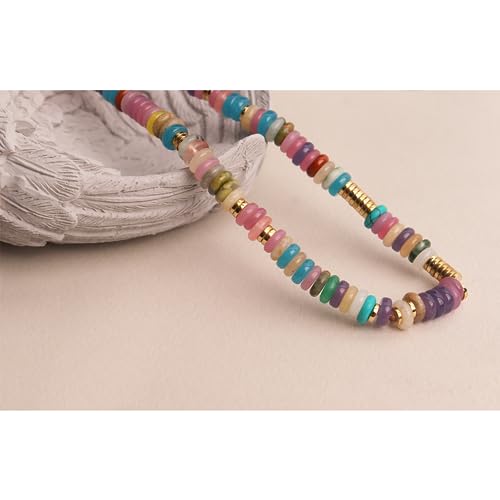Collier ras du cou chaîne de déclaration pierre précieuse dorée - 7