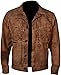 Hide & Seek Men's Brown Waxed Leather Jacket – Classic Retro western fashion Ranch-style tall Trucker Style (Tan, Leather, XL-Tall)