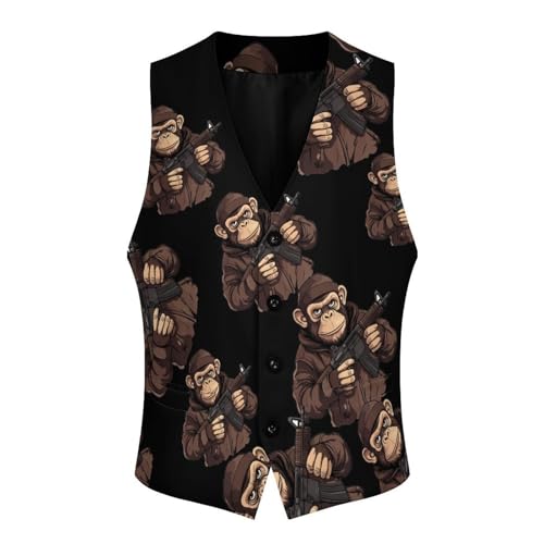 Gorilla Gun Men's Suit Vests Business Formal Dress Vest V-Neck Waistcoat for Wedding Casual4