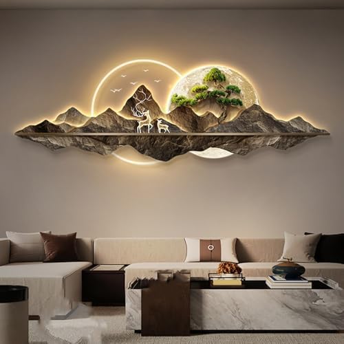 3D LED Wall Sculptures - Creative Hanging Art for Living Room & Hallway Decor, Lighted Paintings with Plug-in Power Supply, Modern Home Det