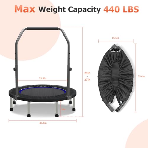 image for HYD-Parts 48inches Foldable Fitness Trampoline for Adults, Rebounder w