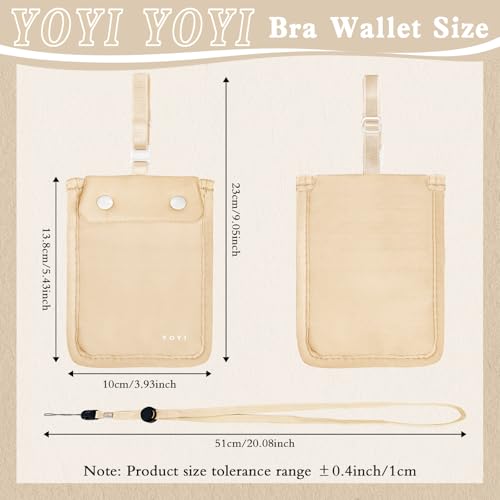 Image of YOYI YOYI Bra Wallet with Hidden Money Pouch & Secret Stash Pocket, Includes Neck Strap, RFID Fabric for Secure Storage of Cash, Cards, & Valuables - Ideal for Travel & Daily Use