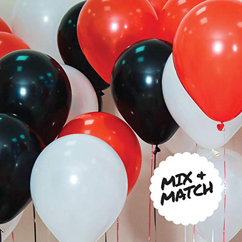 Prextex 75 Black Party Balloons 12 Inch Black Balloons With Matching Color Ribbon For Black Theme Party Decoration, Weddings, Baby Shower, Birthday Parties Supplies Or Arch Décor - Helium Quality #TOP4
