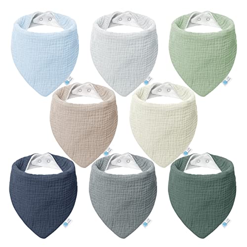 Image of lulumoon Muslin Baby Bibs 100% Cotton Baby Bandana Drool Bibs for Teething and Drooling