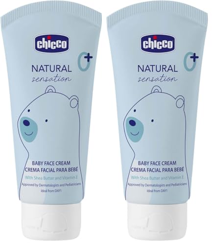 CHICCO Natural Sensation Crema Viso al Burro di Karitè e Vitamina E, Protegge la Pelle da Agenti Esterni e Arrossamenti, Azione Rigeneratrice della Barriera Cutanea, Idratante e Protettiva, 50 ml
