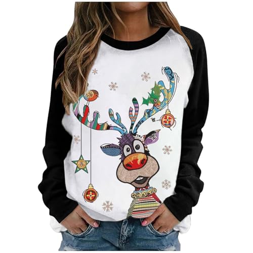 Generisch Weihnachtspullover Damen Lustige Langarmshirt Weihnachten...